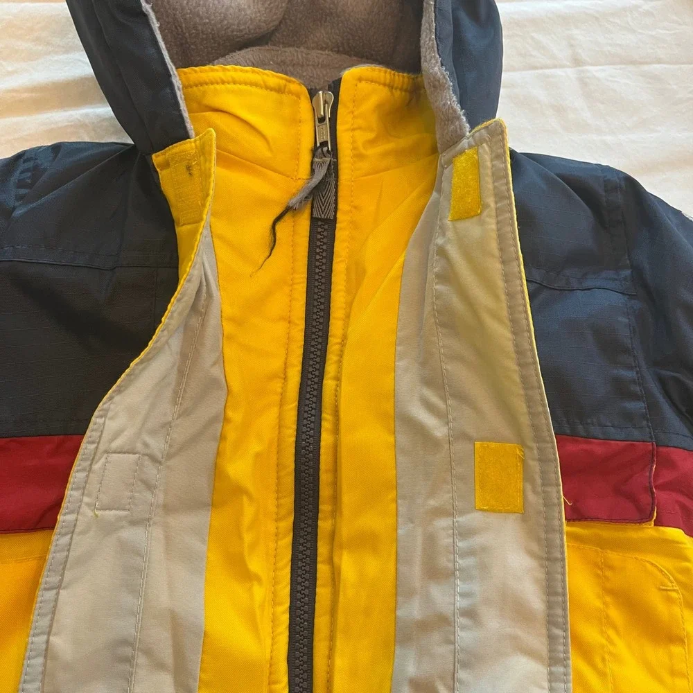 Vintage 90s OshKosh Bgosh Colorblock Winter Jacket Blue Hooded Baby Boy 12M